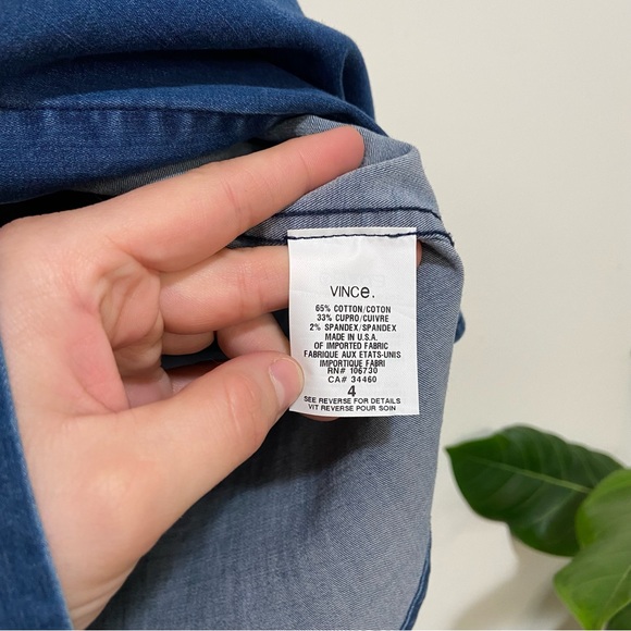 Vince Blue Chambray Denim Long Sleeve Button Down Shirt - Picture 10 of 10